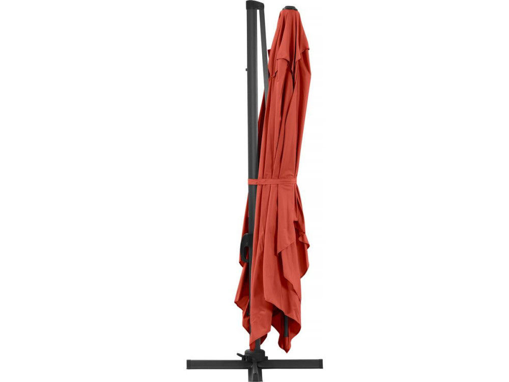 Parasol jardin déporté Alu "Sun 4" - Rectangle- 3 x 4 m - Rouge + Housse de protection