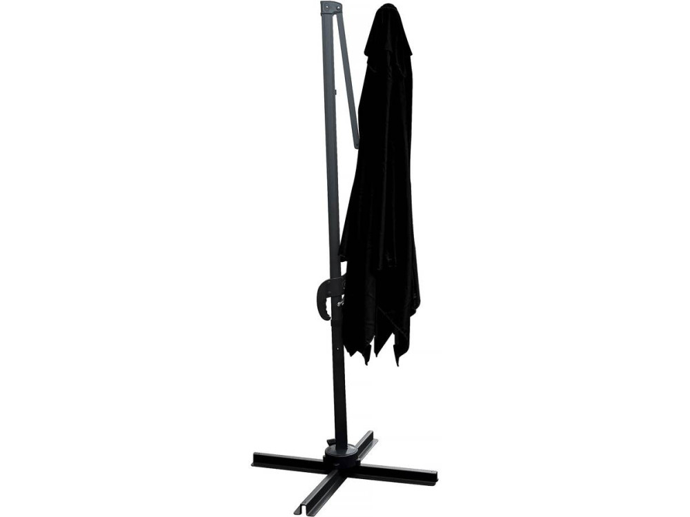 Parasol jardin déporté "Soleil" - Carré - 2.5 x 2.5 m - Noir + Dalles à lester incluses