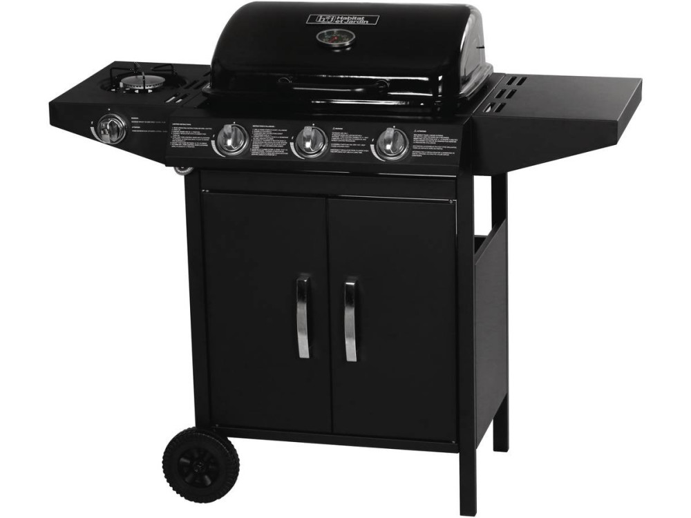 Barbecue gaz "Festa 4" - 4 brûleurs dont 1 latéral - 10.5kW - Noir
