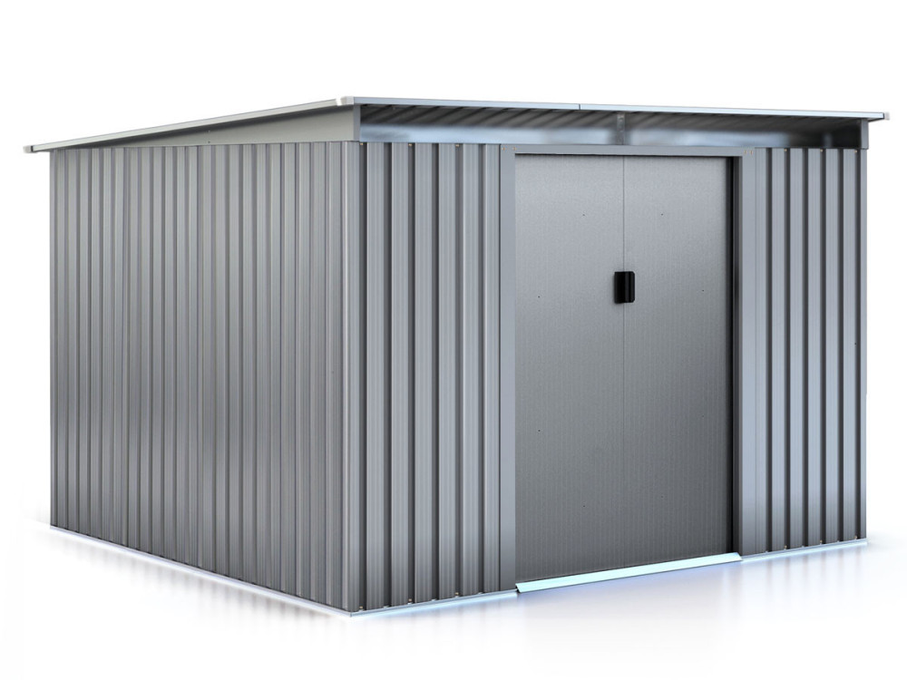 Abri de jardin métal toit plat "Texas" - 6,29 m² - Gris