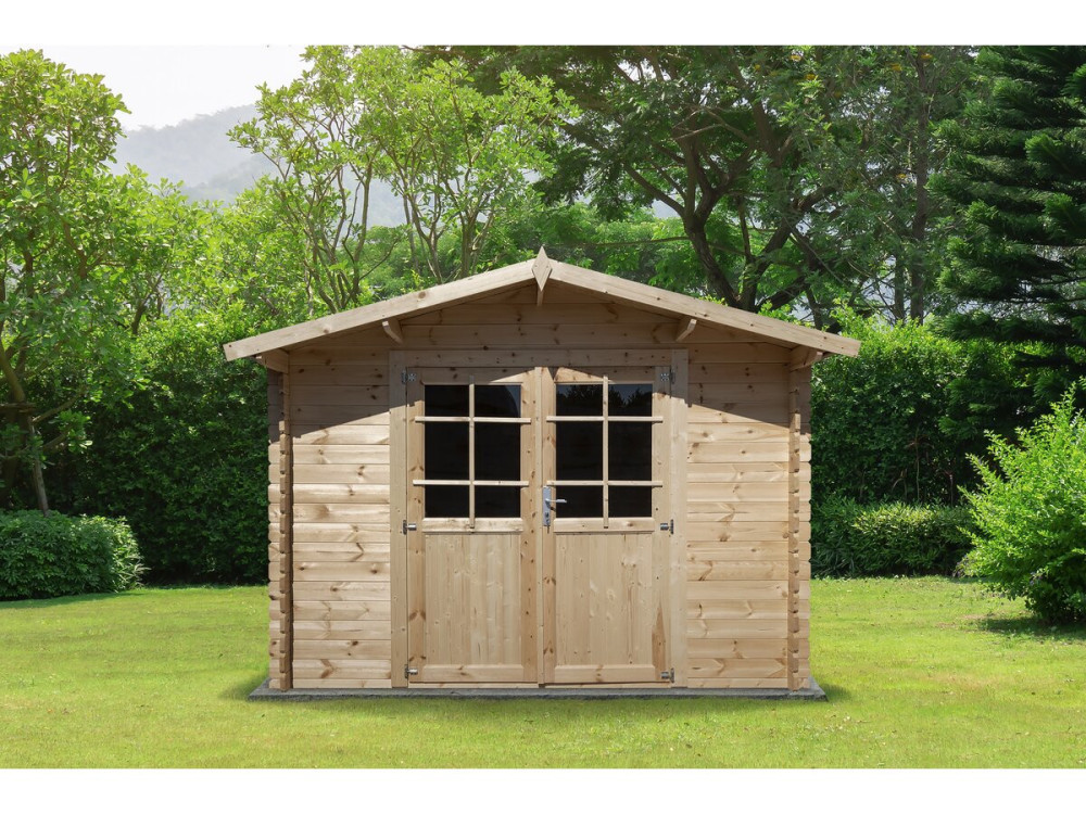 Abri de jardin bois 9.4 m² "Lys" - 320 x 298 x 225 cm - 28 mm