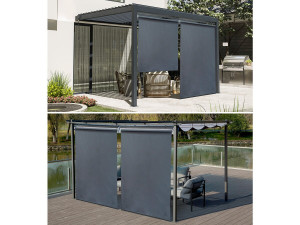 Lot de 2 stores rétractables pergola - 124 x 225 cm - Gris anthracite 2