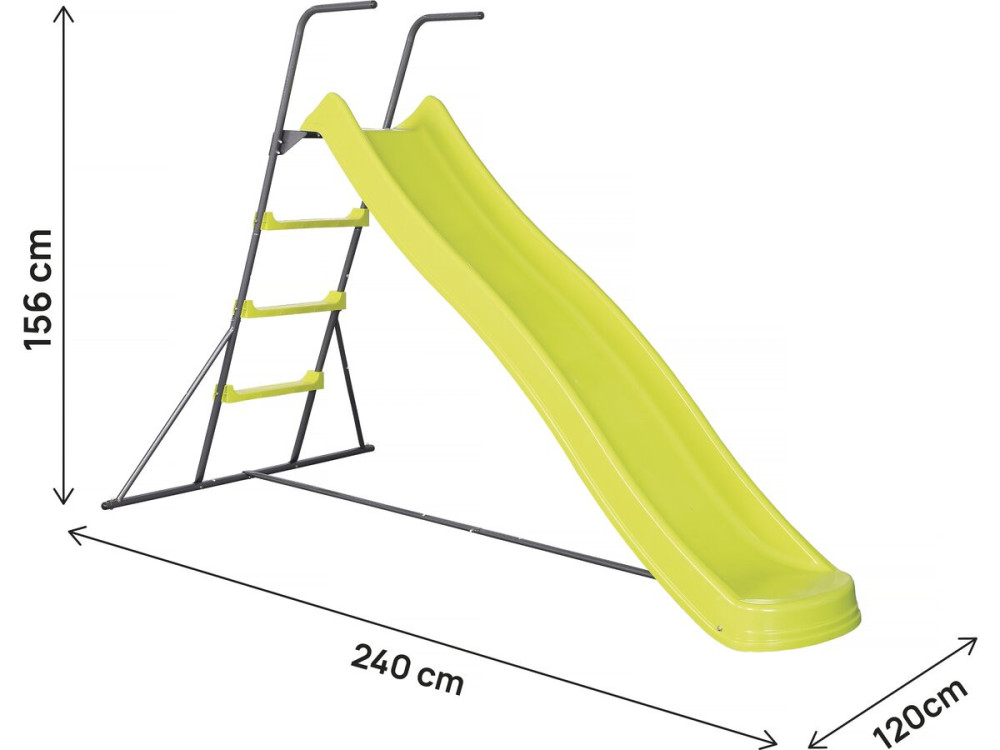 Toboggan de jardin à double vague "Poly" en vert - 240 x 120 x 156 cm