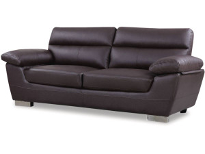 Canapé fixe en cuir reconstitué et PVC "Dallas" - 210 x 88 x 90 cm - 3 places - Chocolat