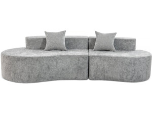 Canapé virgule en tissu texturé "Avola" - 3 places - Gris