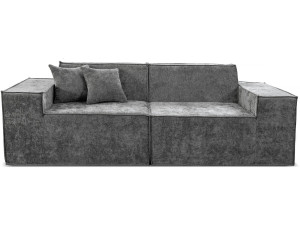 Canapé droit modulable en tissu texturé "Lusso" - 3 places - Gris