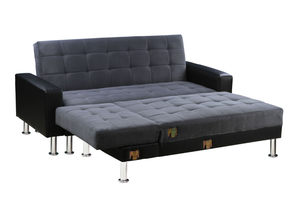 Canapé d'angle convertible et réversible "Theo" - 4 places - Noir / Gris