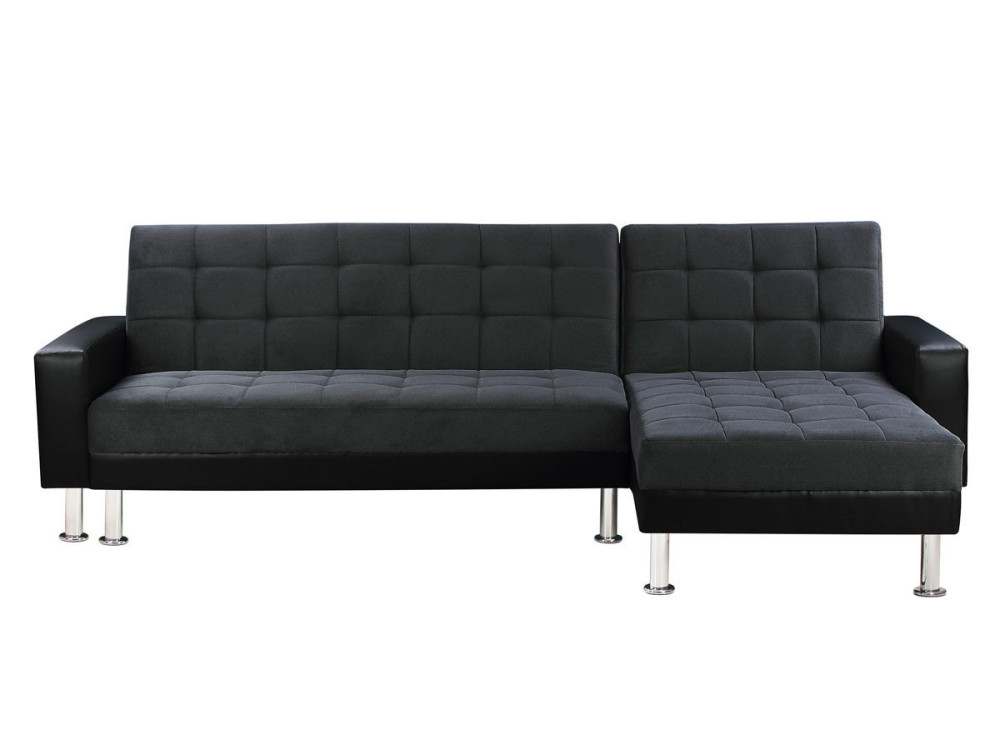 Canapé d'angle convertible et réversible "Theo" - 4 places - Noir / Gris