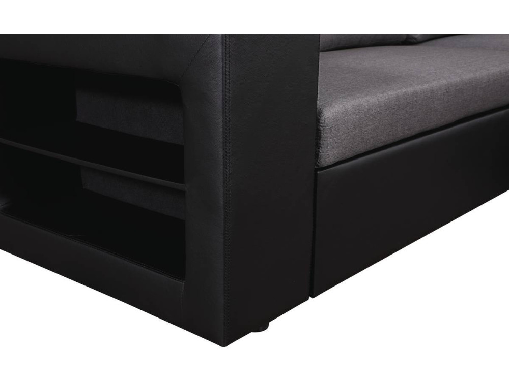 Canapé d'angle convertible/réversible "Axel" - 3 places - Noir/Gris