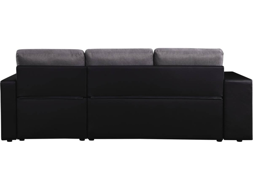 Canapé d'angle convertible/réversible "Axel" - 3 places - Noir/Gris