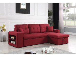 Canapé d'angle convertible/réversible "Axel" - 3 places - Rouge 2
