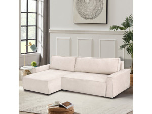 Canapé d'angle convertible en tissu texturé "Montaigne" - 4 places - Beige 2
