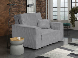 Fauteuil convertible en velours côtelé "Clivia" - Gris 2