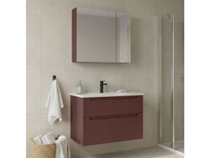 Ensemble Meuble Vasque avec Miroir (2 Pièces) "Messina 85 v2" - 85 x 45 x 55 cm - Matte Red 2