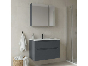 Ensemble Meuble Vasque avec Miroir (2 Pièces) "Messina 85 v2" - 85 x 45 x 55 cm - Matte Anthracite 2