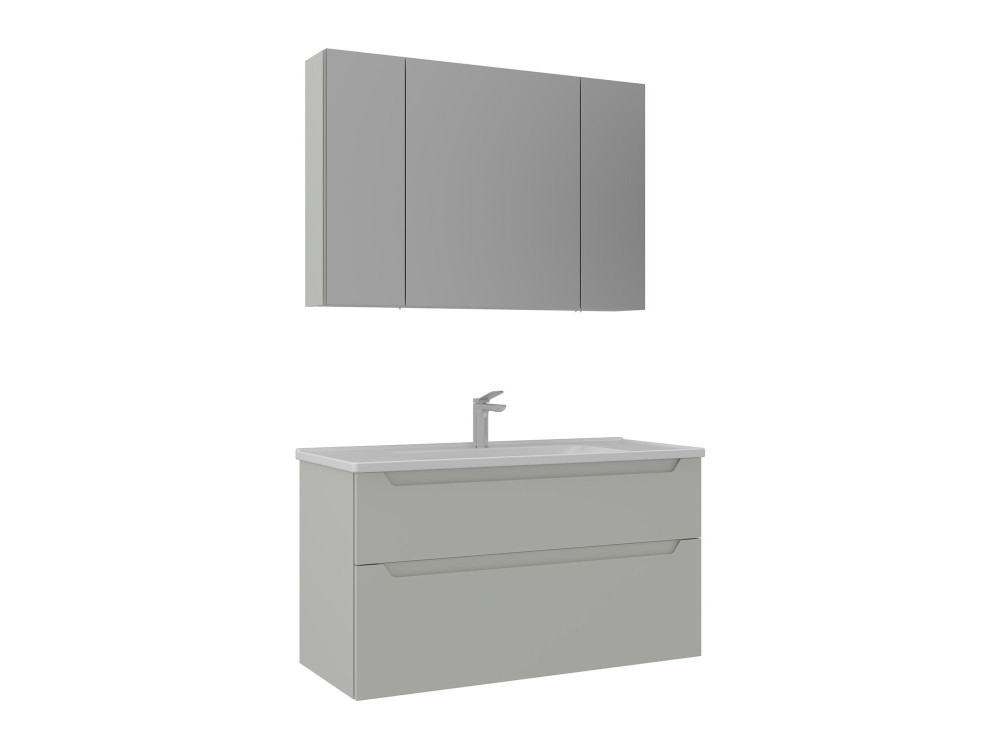 Ensemble Meuble Vasque avec Miroir (2 Pièces) "Messina 100 v2" - 100 x 45 x 55 cm - Matte Cashmere