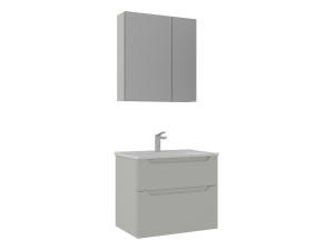 Ensemble Meuble Vasque avec Miroir (2 Pièces) "Messina 65 v2" - 65 x 45 x 55 cm - Matte Cashmere