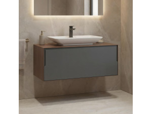 Meuble Vasque "Craft 100" - 100 x 50 x 40 cm - Walnut / Anthracite 2