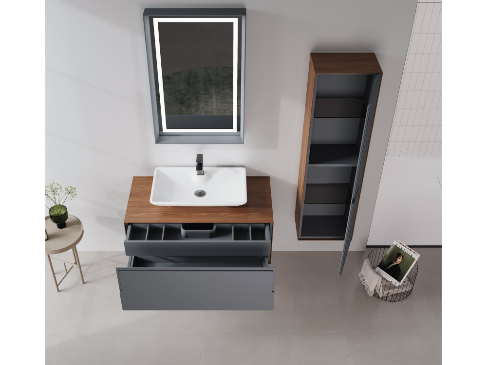 Meuble Vasque "Craft 100" - 100 x 50 x 40 cm - Walnut / Anthracite