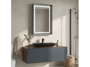 Ensemble Meuble Vasque avec Miroir (2 Pièces) "Craft 120" - 120 x 50 x 40 cm - Walnut / Anthracite 2