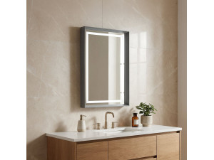 Miroir Décoratif en Bois "Craft 60 x 90 v2" - 60 x 10 x 90 cm - Matte Grey 2