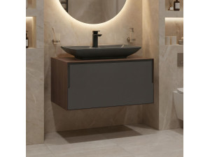 Meuble Vasque "Craft 80" - 80 x 50 x 40 cm - Walnut / Anthracite 2