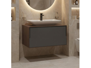 Meuble Vasque "Craft 80" - 80 x 50 x 40 cm - Walnut / Anthracite 2