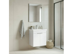 Ensemble Meuble Vasque avec Miroir (2 Pièces) "Desna 50" - 50 x 38 x 58 cm - Matte White 2