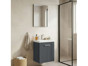 Ensemble Meuble Vasque avec Miroir (2 Pièces) "Desna 50" - 50 x 38 x 58 cm - Matte Anthracite 2