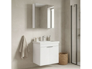 Ensemble Meuble Vasque avec Miroir (2 Pièces) "Desna 60" - 60 x 45 x 58 cm - Matte White 2