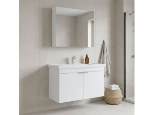 Ensemble Meuble Vasque avec Miroir (2 Pièces) "Desna 90" - 90 x 45 x 58 cm - Matte White 2