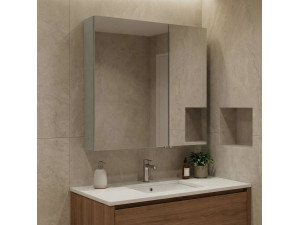 Meuble Salle de Bain avec Miroir "Bari 60" - 60 x 16 x 66 cm - Matte Cashmere 2