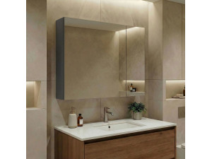 Meuble Salle de Bain avec Miroir "Bari 80" - 75 x 16 x 66 cm - Matte Anthracite 2