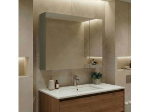 Meuble Salle de Bain avec Miroir "Bari 80" - 75 x 16 x 66 cm - Matte Green 2