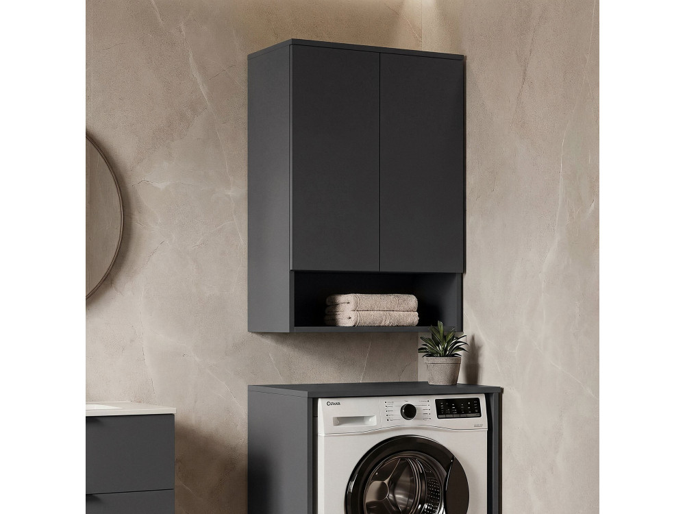Armoire de Salle de Bain "Bosco Lume 70" - 70 x 36 x 100 cm - Matte Anthracite