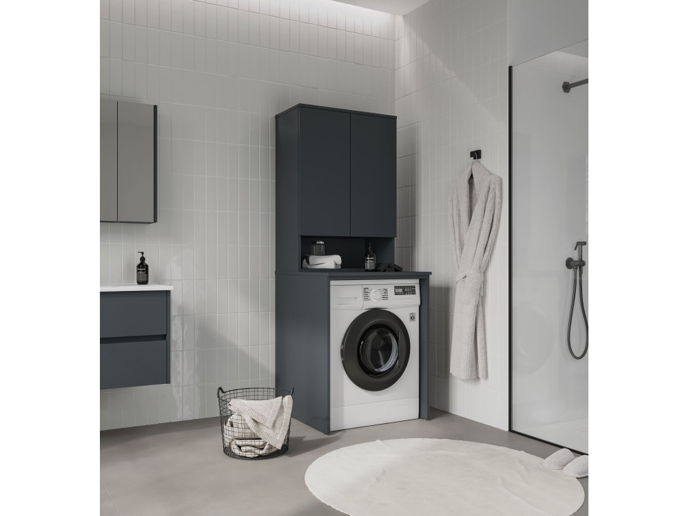 Armoire de Salle de Bain "Bosco Lume 70" - 70 x 36 x 100 cm - Matte Anthracite