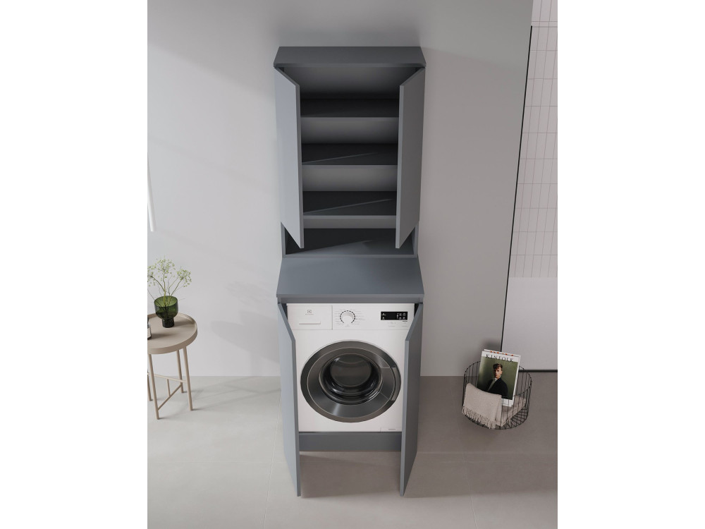 Armoire de Salle de Bain "Bosco Lume 70" - 70 x 36 x 100 cm - Matte Anthracite