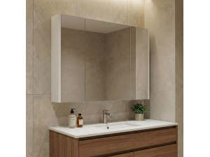 Meuble Salle de Bain avec Miroir "Arno 100" - 100 x 16 x 66 cm - White 2