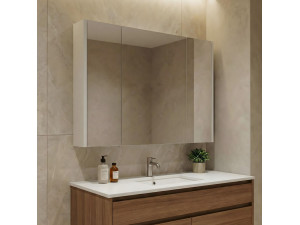 Meuble Salle de Bain avec Miroir "Arno 100" - 100 x 16 x 66 cm - Cashmere 2