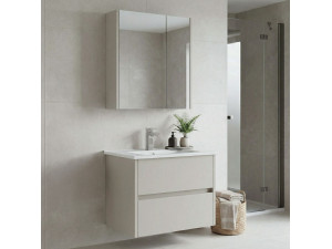Ensemble Meuble Vasque avec Miroir (2 Pièces) "Arno 65" - 65 x 45 x 52 cm - Cashmere 2