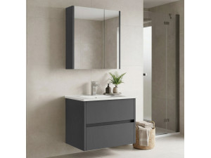 Ensemble Meuble Vasque avec Miroir (2 Pièces) "Arno 65" - 65 x 45 x 52 cm - Grey 2