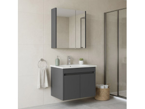 Ensemble Meuble Vasque avec Miroir (2 Pièces) "Arno 65" - 65 x 45 x 52 cm - Grey 2