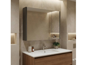 Meuble Salle de Bain avec Miroir "Arno 80" - 79 x 16 x 66 cm - Grey / Anthracite 2