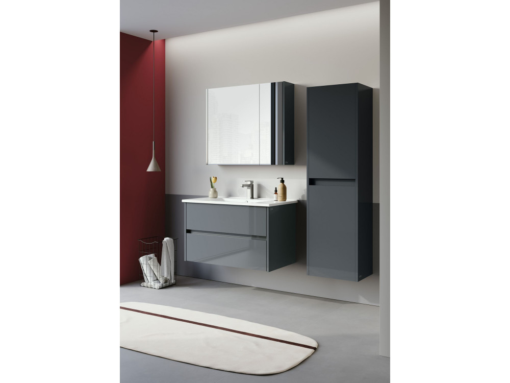 Meuble Salle de Bain avec Miroir "Arno 80" - 79 x 16 x 66 cm - Grey / Anthracite