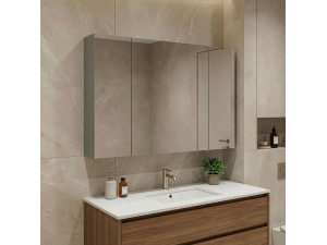 Meuble Salle de Bain avec Miroir "Bari 100" - 97 x 16 x 66 cm - Matte Green 2