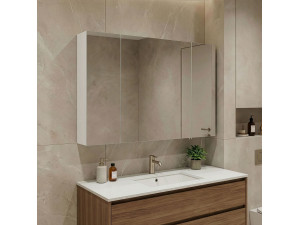 Meuble Salle de Bain avec Miroir "Bari 100" - 97 x 16 x 66 cm - Matte White 2