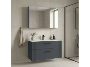 Ensemble Meuble Vasque avec Miroir (2 Pièces) "Bari 100 v2" - 100 x 45 x 55 cm - Matte Anthracite 2