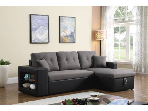 Canapé d'angle convertible/réversible "Axel" - 3 places - Noir/Gris 2