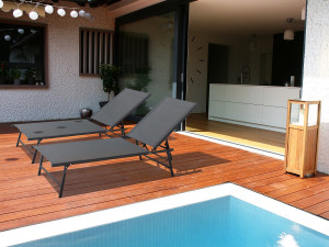 Lot de 2 bains de soleil en métal "Sublima" - 180 x 54 x 104 cm - Anthracite 2