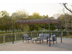 Pergola bioclimatique en tissu "Lodge" 3 x 4 m - Taupe 2